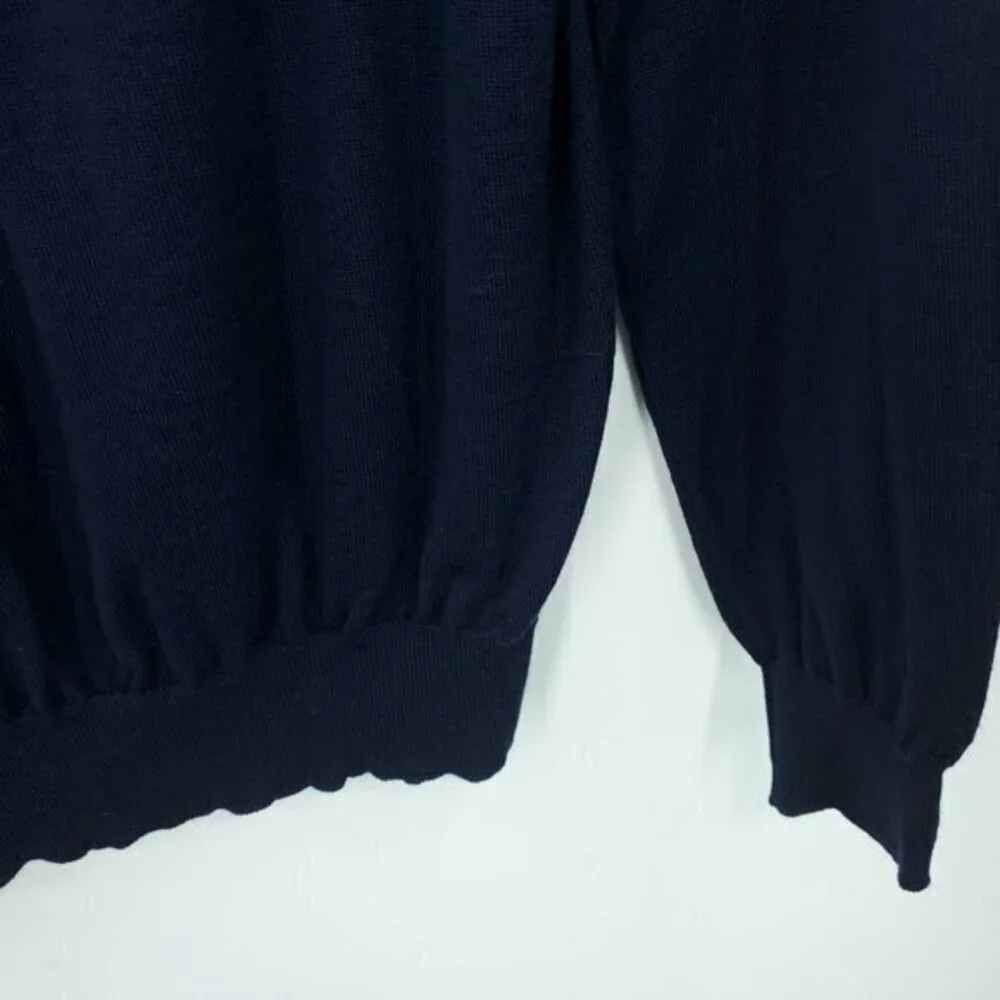 Men's Williams & Kent 100% Merino Wool Fine Knit Turtleneck Sweater M Navy Blue